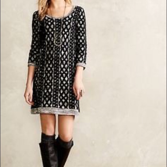 Anthropologie Dresses & Skirts - Moth Anthropologie Textured Sweater Dress Grey Med